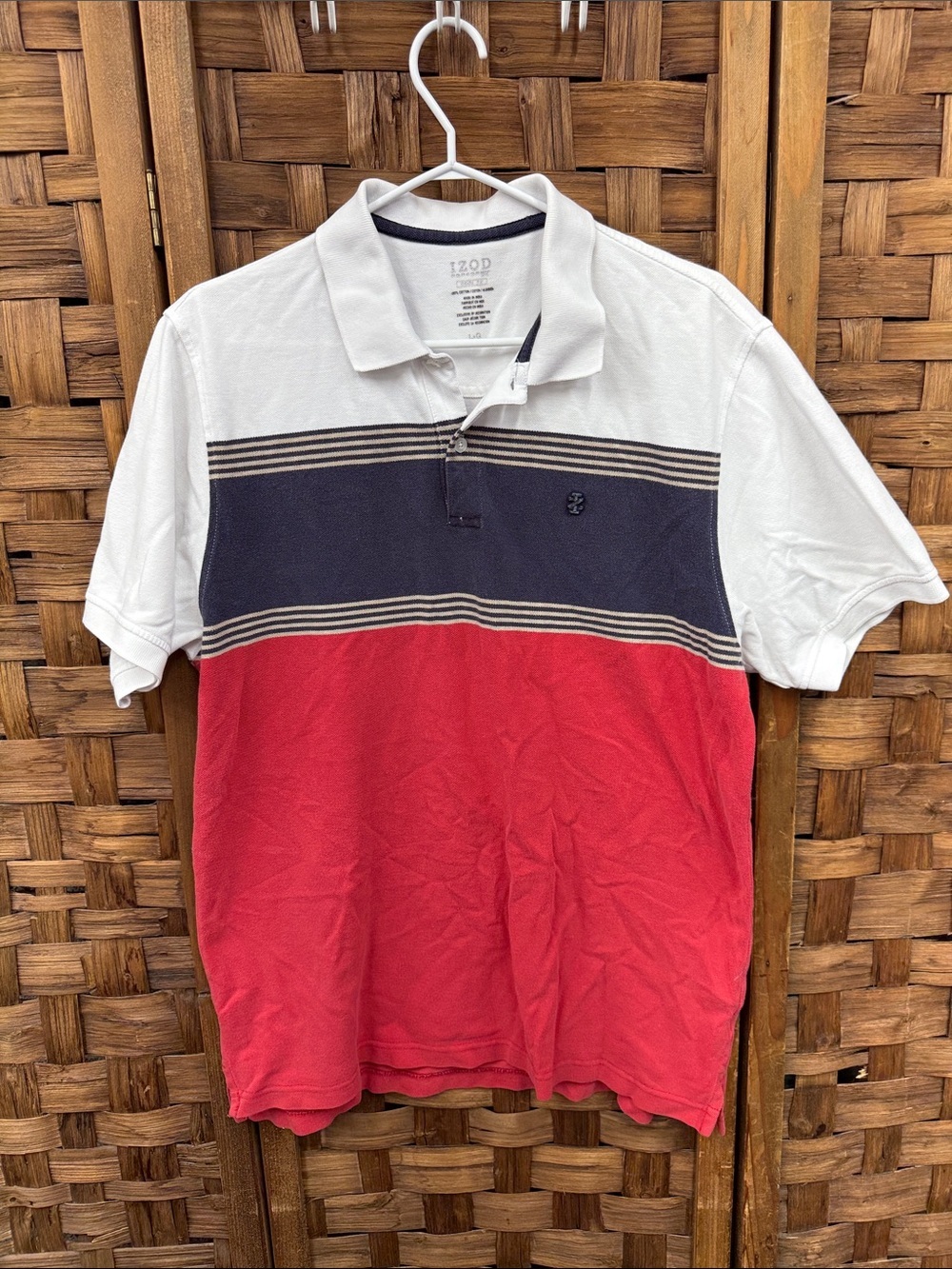 Izod Men’s Colorblock Polo in White Navy Red
